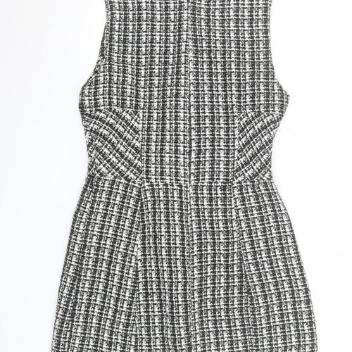 Oasis Women Black Check Sleeveless Shift Dress Size 10