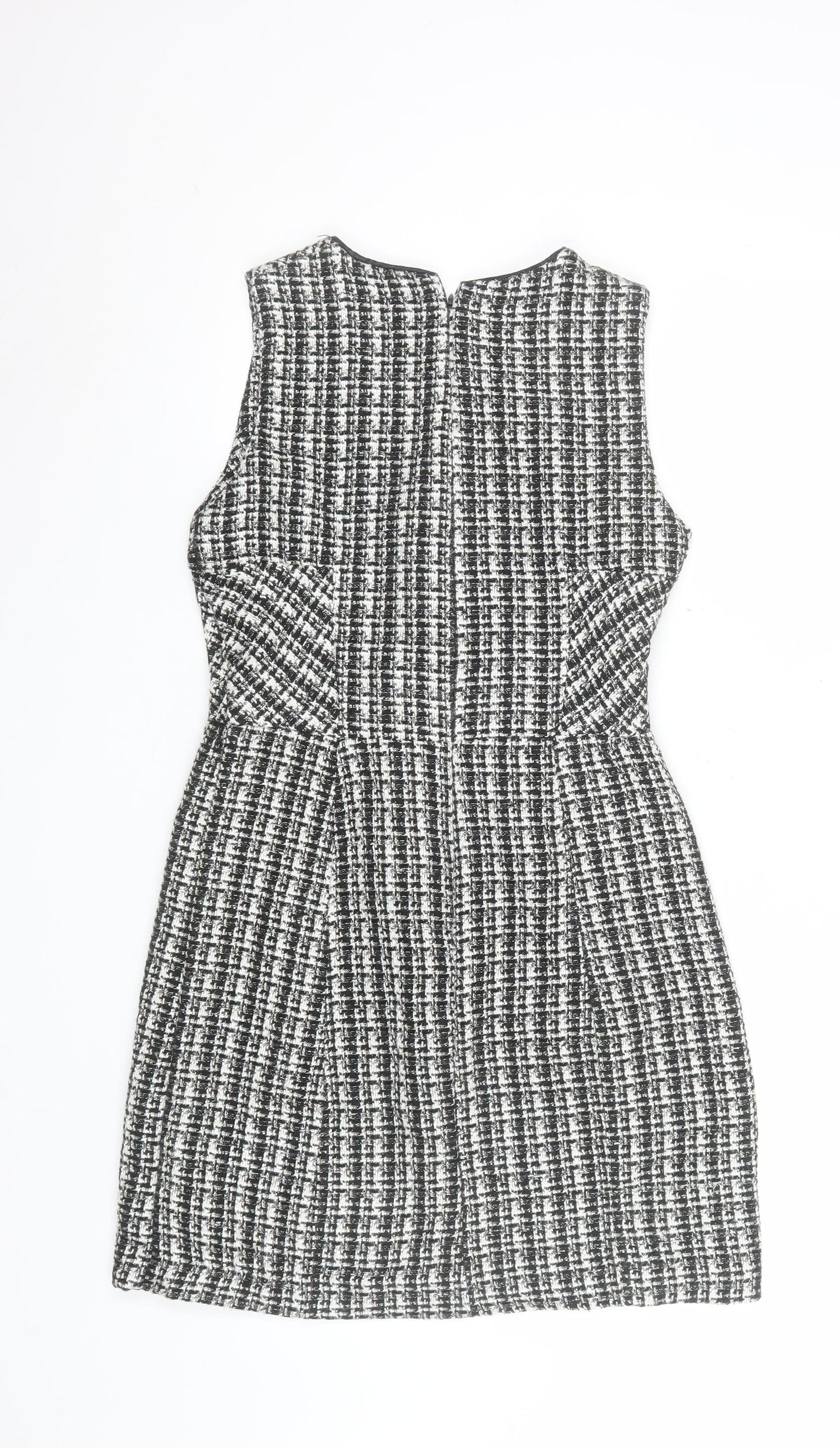 Oasis Women Black Check Sleeveless Shift Dress Size 10