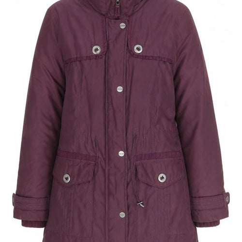 Marks and Spencer Women’s Purple Parka Coat M Long with Faux Fur Trim