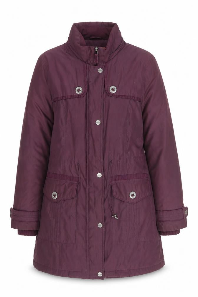 Marks and Spencer Women’s Purple Parka Coat M Long with Faux Fur Trim