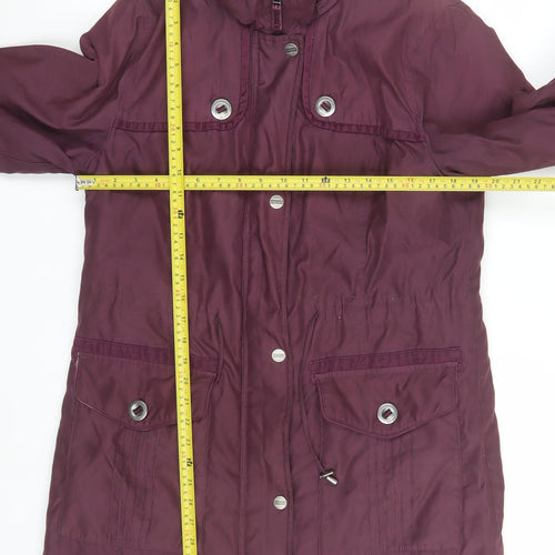 Marks and Spencer Women’s Purple Parka Coat M Long with Faux Fur Trim