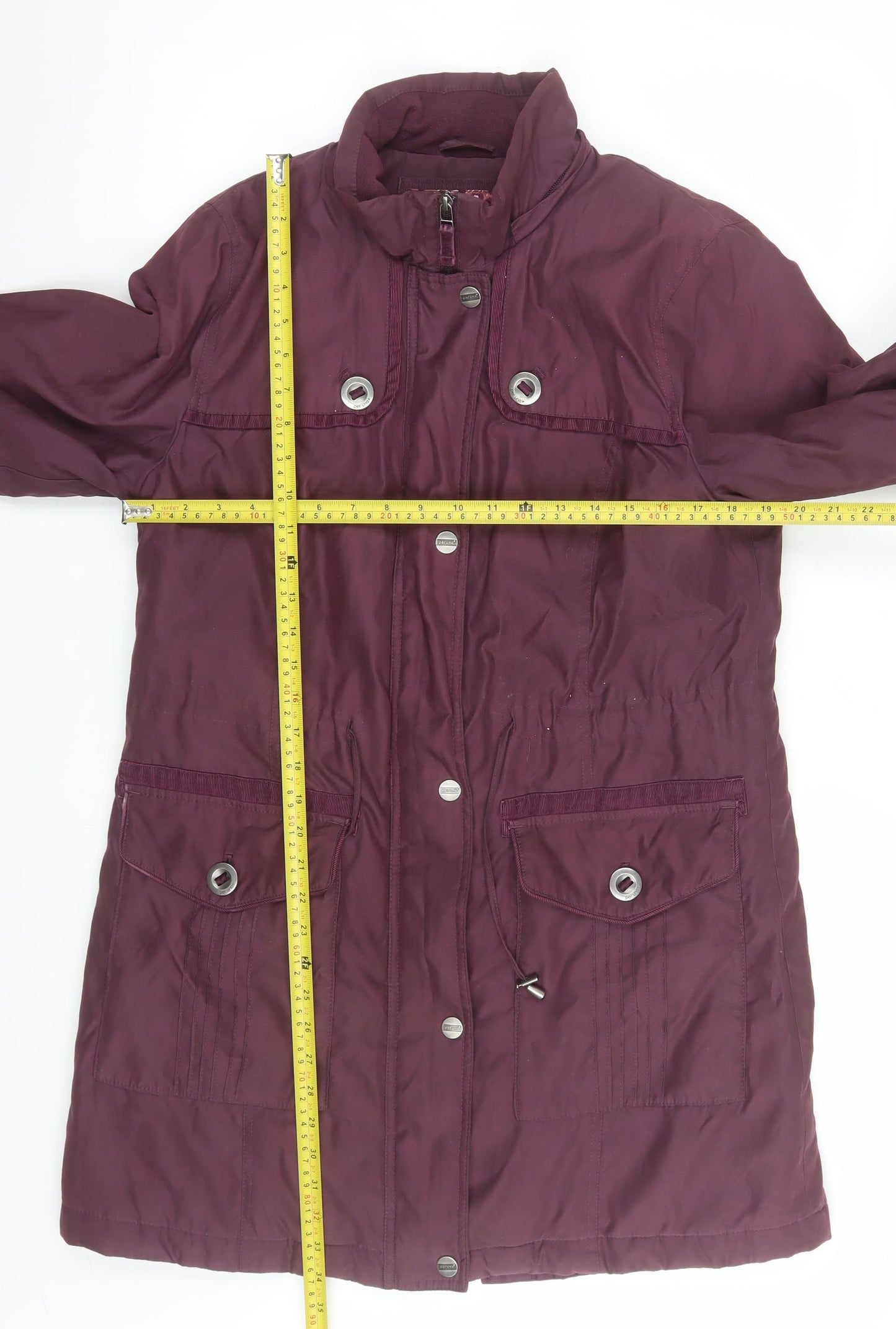 Marks and Spencer Women’s Purple Parka Coat M Long with Faux Fur Trim