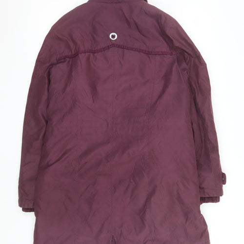 Marks and Spencer Women’s Purple Parka Coat M Long with Faux Fur Trim