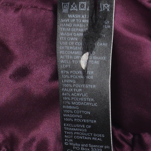 Marks and Spencer Women’s Purple Parka Coat M Long with Faux Fur Trim