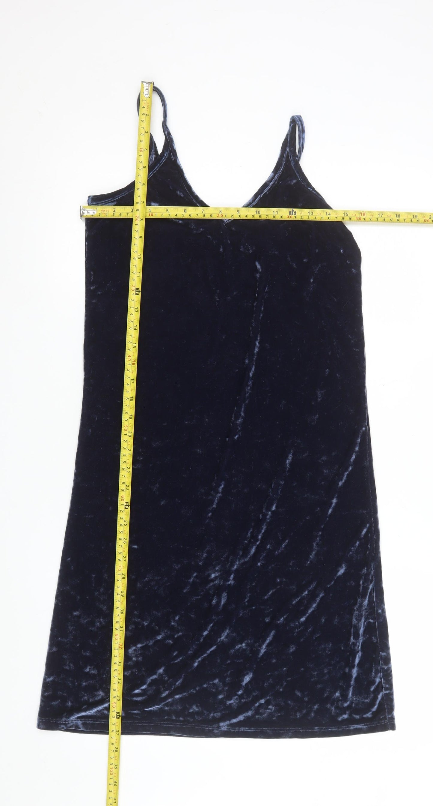 City Comfort Women Blue Velvet Slip Dress Size 12 Partywear