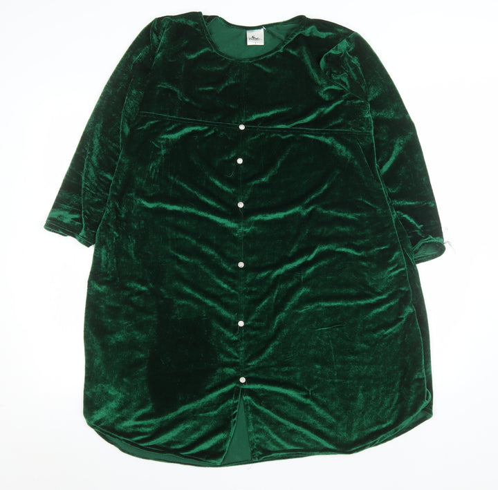 Daneen’s Women Green Velvet Shift Dress L Party Knee Length