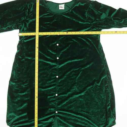 Daneen’s Women Green Velvet Shift Dress L Party Knee Length