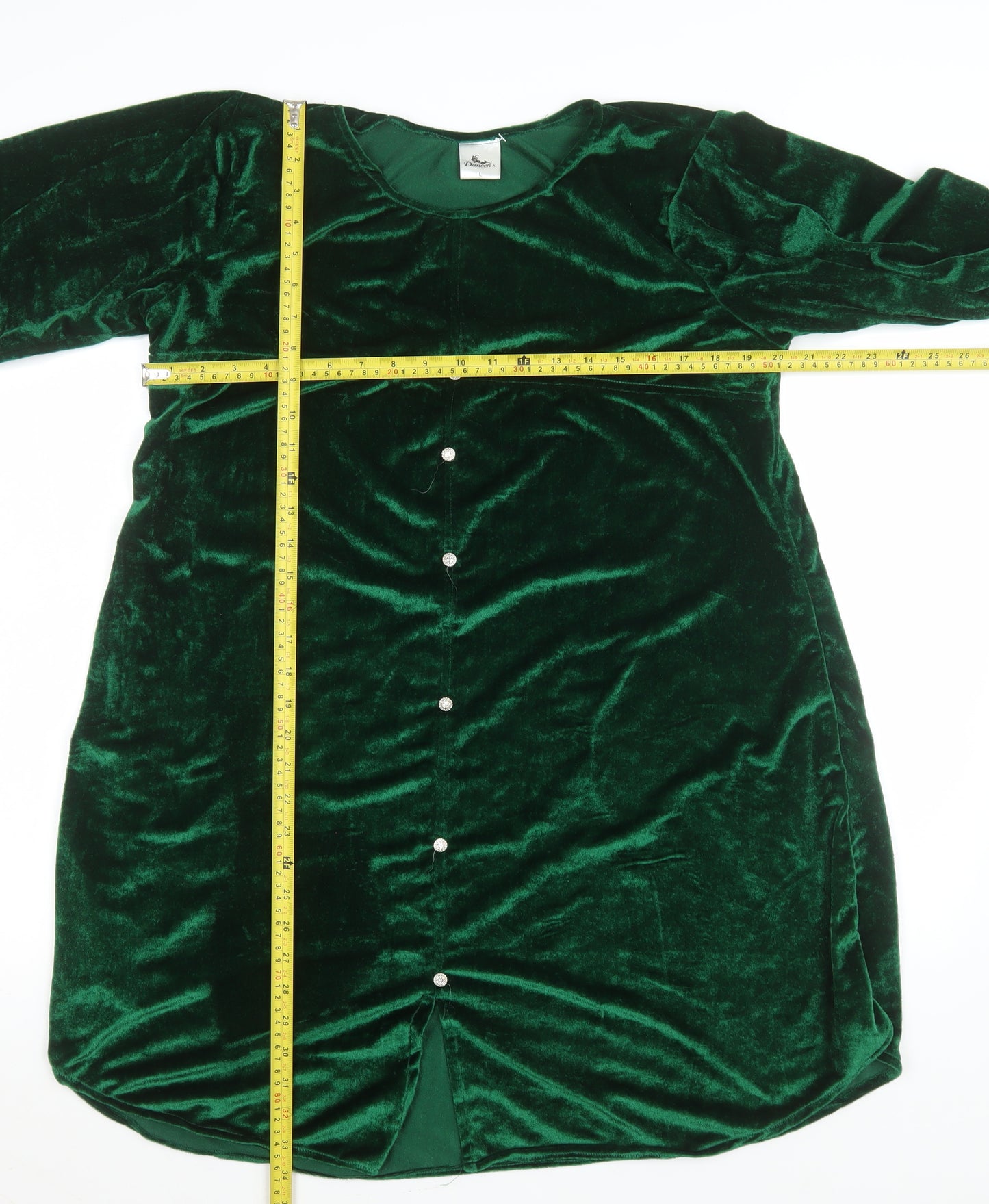 Daneen’s Women Green Velvet Shift Dress L Party Knee Length