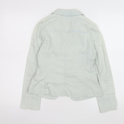 Monsoon Women Blue Cotton Blouse Size 10 Long Sleeve Casual