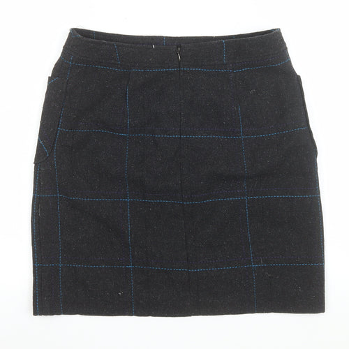 White Stuff Women Black Check Tweed Pencil Skirt Size 10