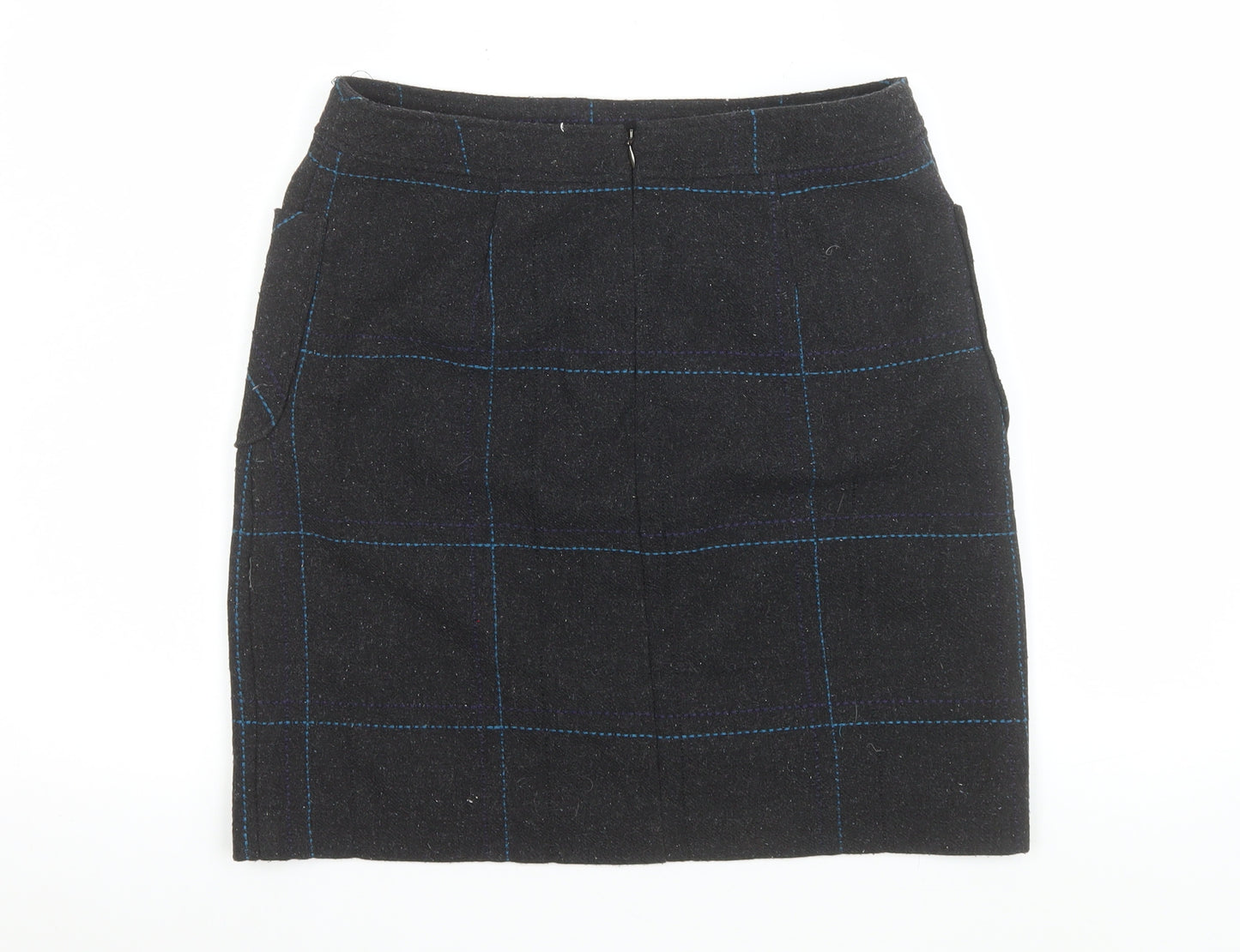 White Stuff Women Black Check Tweed Pencil Skirt Size 10