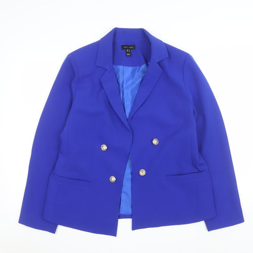 New Look Women Blue Double-Breasted Blazer UK 14 Tailored Jacket