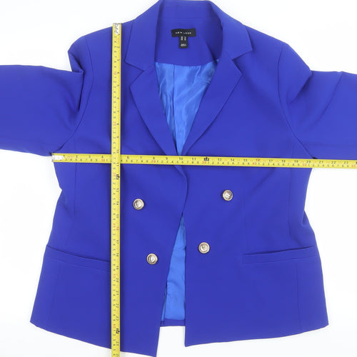 New Look Women Blue Double-Breasted Blazer UK 14 Tailored Jacket