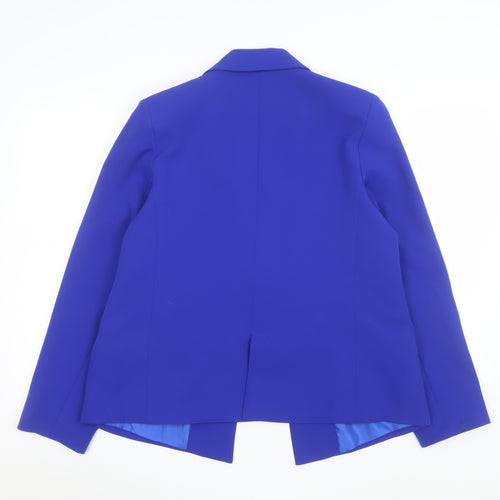 New Look Women Blue Double-Breasted Blazer UK 14 Tailored Jacket