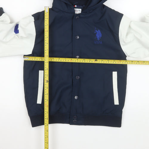 U.S. Polo Assn. Boys Blue Varsity Hooded Jacket 9-10 Years Polyester