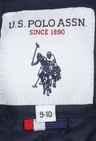 U.S. Polo Assn. Boys Blue Varsity Hooded Jacket 9-10 Years Polyester