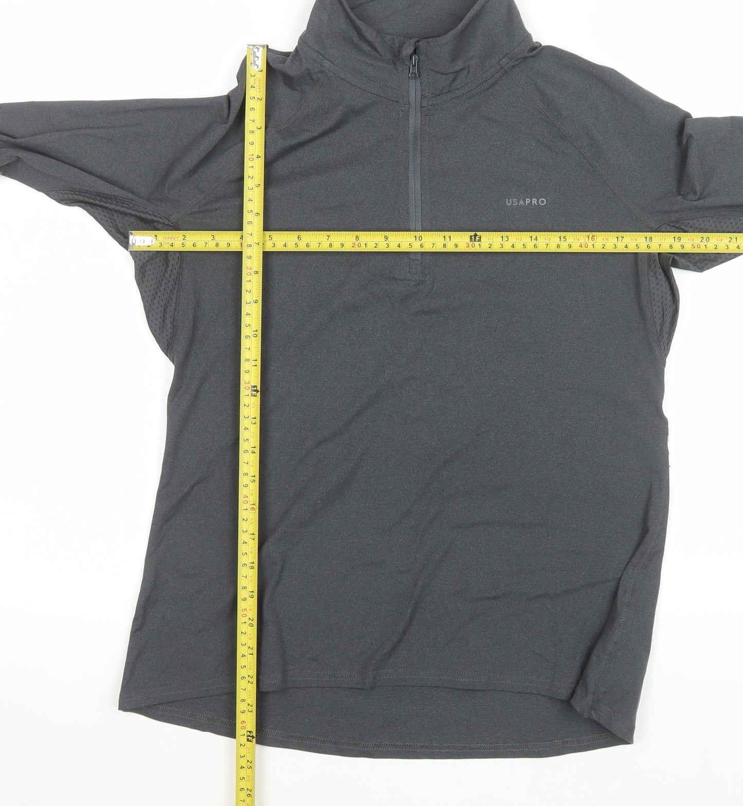 USA PRO Womens Grey Long Sleeve 1/4 Zip Activewear Training Top UK 16
