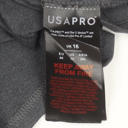 USA PRO Womens Grey Long Sleeve 1/4 Zip Activewear Training Top UK 16