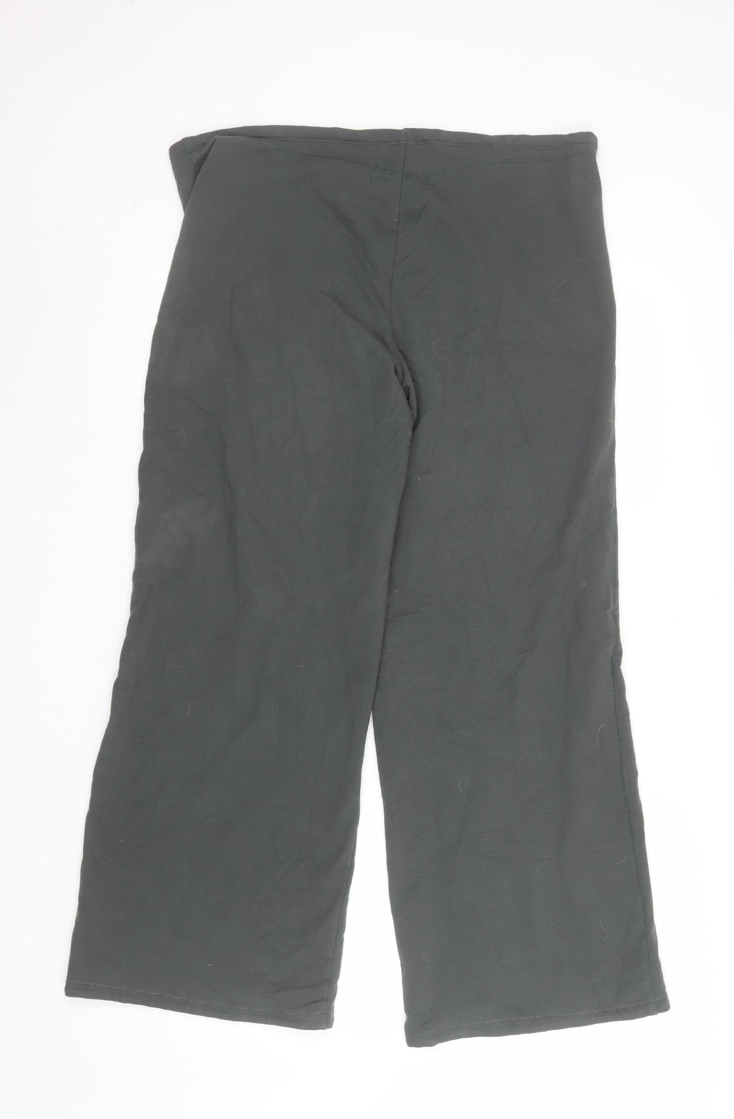 White Stuff Women Black Size 16R Wide-Leg Cotton Drawstring Trousers