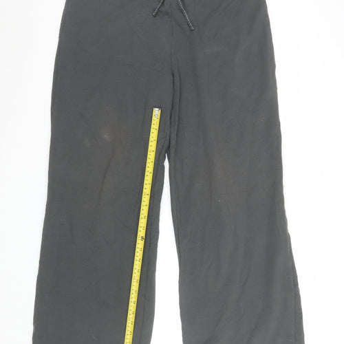 White Stuff Women Black Size 16R Wide-Leg Cotton Drawstring Trousers