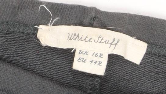 White Stuff Women Black Size 16R Wide-Leg Cotton Drawstring Trousers