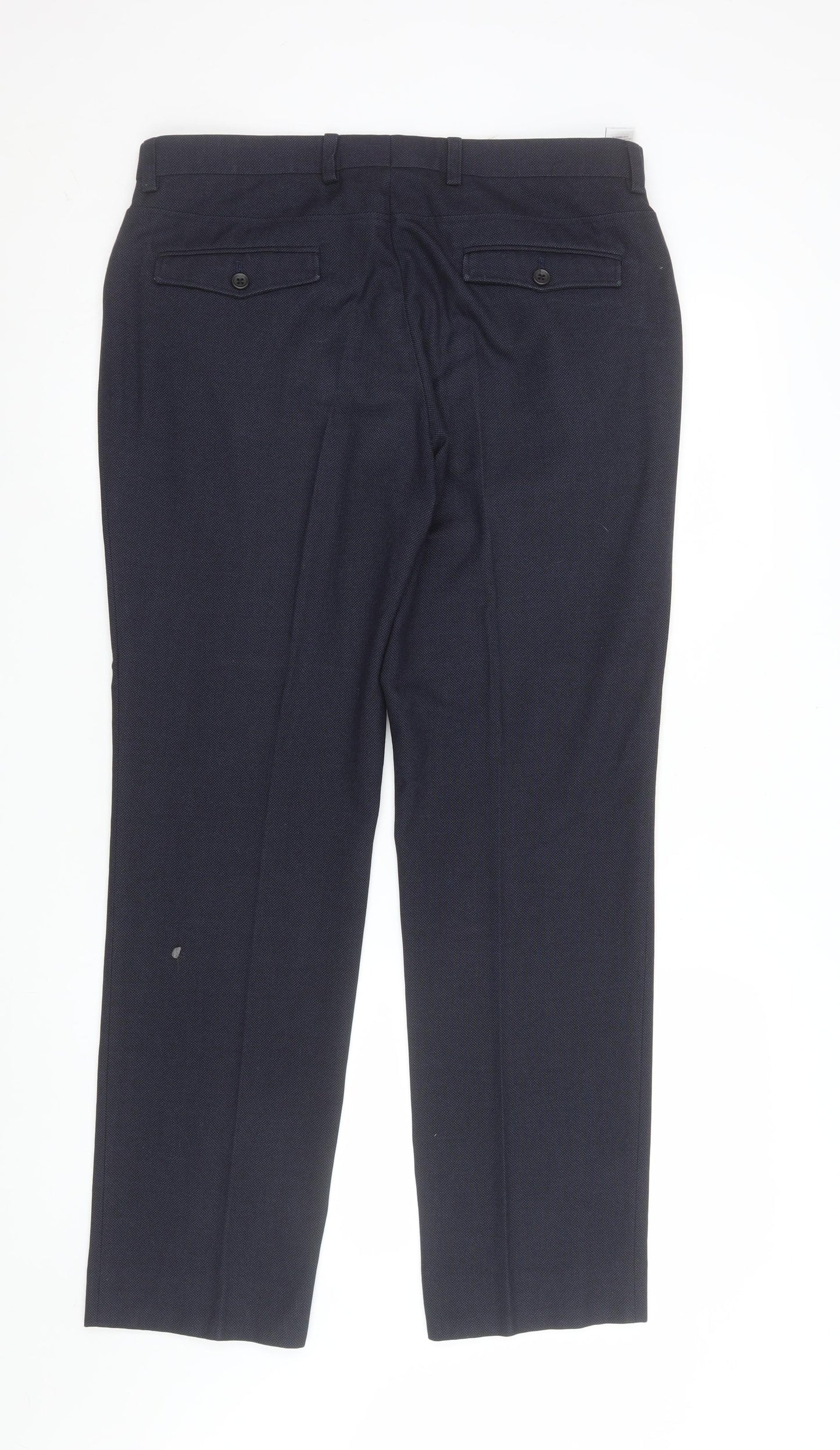 Next Men's Blue 34R Regular Fit Dress Pants Trousers
