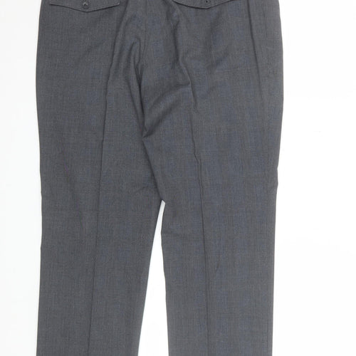 Next Men's Grey Check Dress Pants Trousers 34W 31L Regular Fit