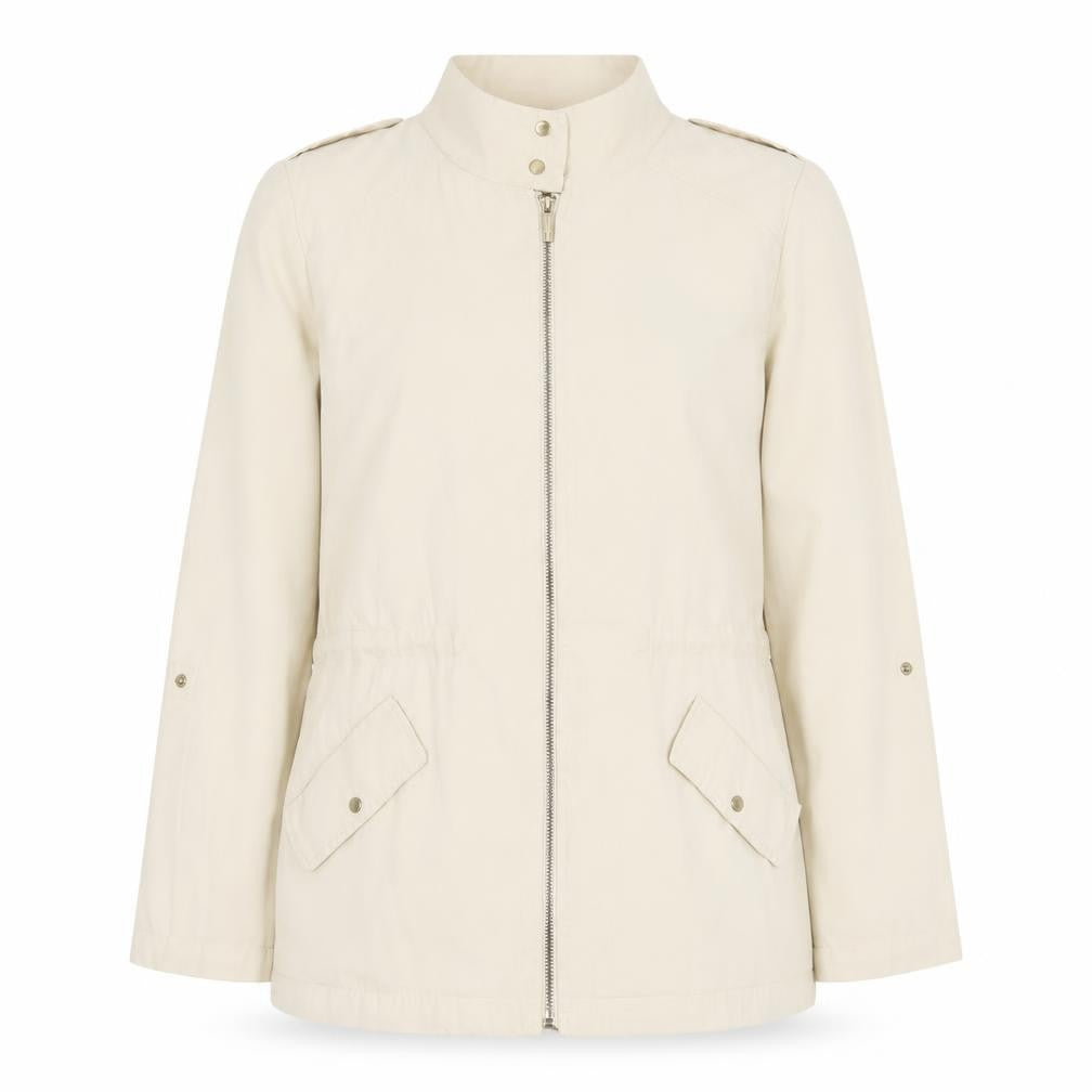 Zara Women Beige Cotton Blend Mid-Length Basic Jacket Size 12