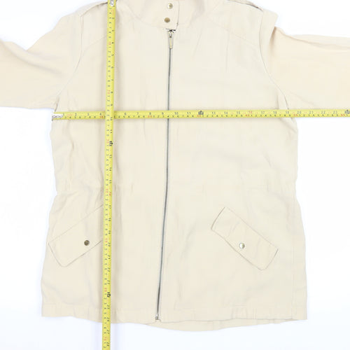 Zara Women Beige Cotton Blend Mid-Length Basic Jacket Size 12