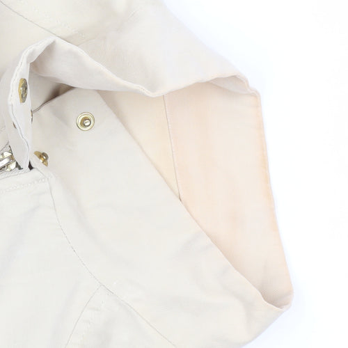 Zara Women Beige Cotton Blend Mid-Length Basic Jacket Size 12