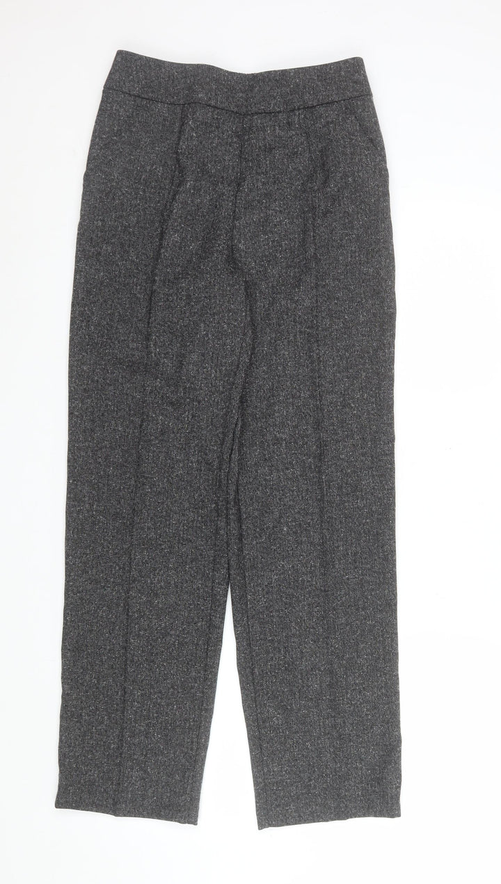 David Nieper Women Grey Size 10 Straight Leg Trousers Elastic Waist