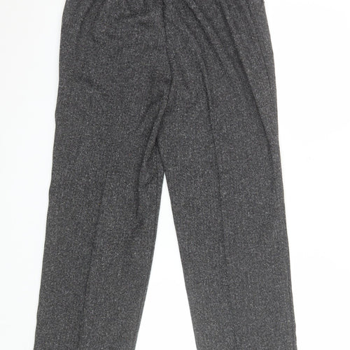 David Nieper Women Grey Size 10 Straight Leg Trousers Elastic Waist