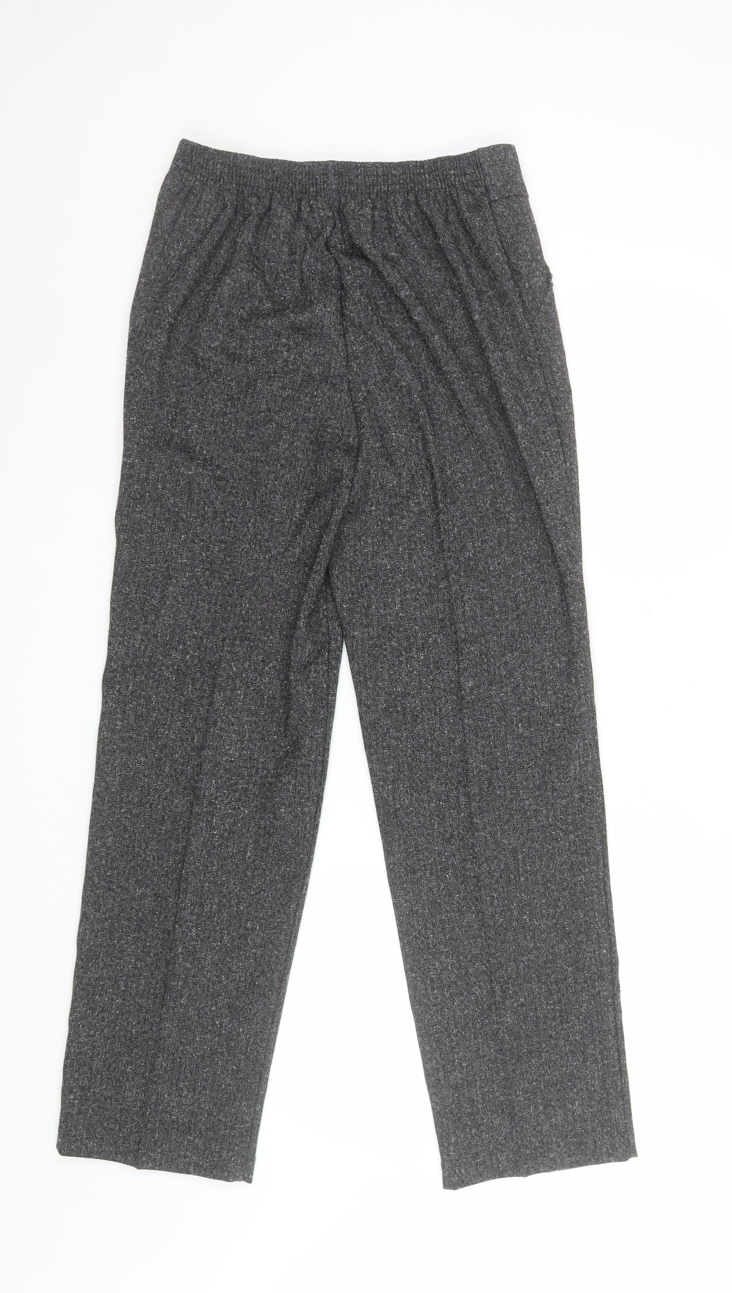 David Nieper Women Grey Size 10 Straight Leg Trousers Elastic Waist