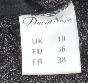 David Nieper Women Grey Size 10 Straight Leg Trousers Elastic Waist