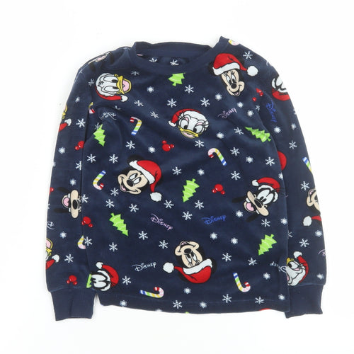 Disney Girls Blue Christmas Fleece Pyjama Top 5-6 Years Mickey & Friends