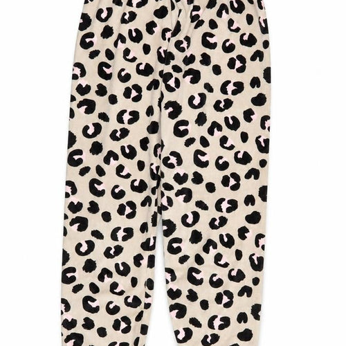 Marks and Spencer Girls Beige Animal Print Fleece Pyjama Pants 9-10 Years