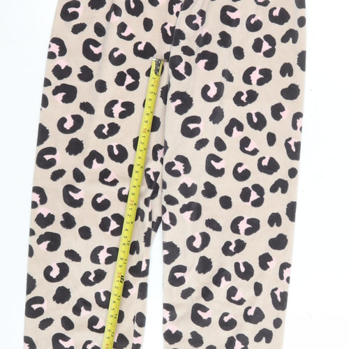 Marks and Spencer Girls Beige Animal Print Fleece Pyjama Pants 9-10 Years
