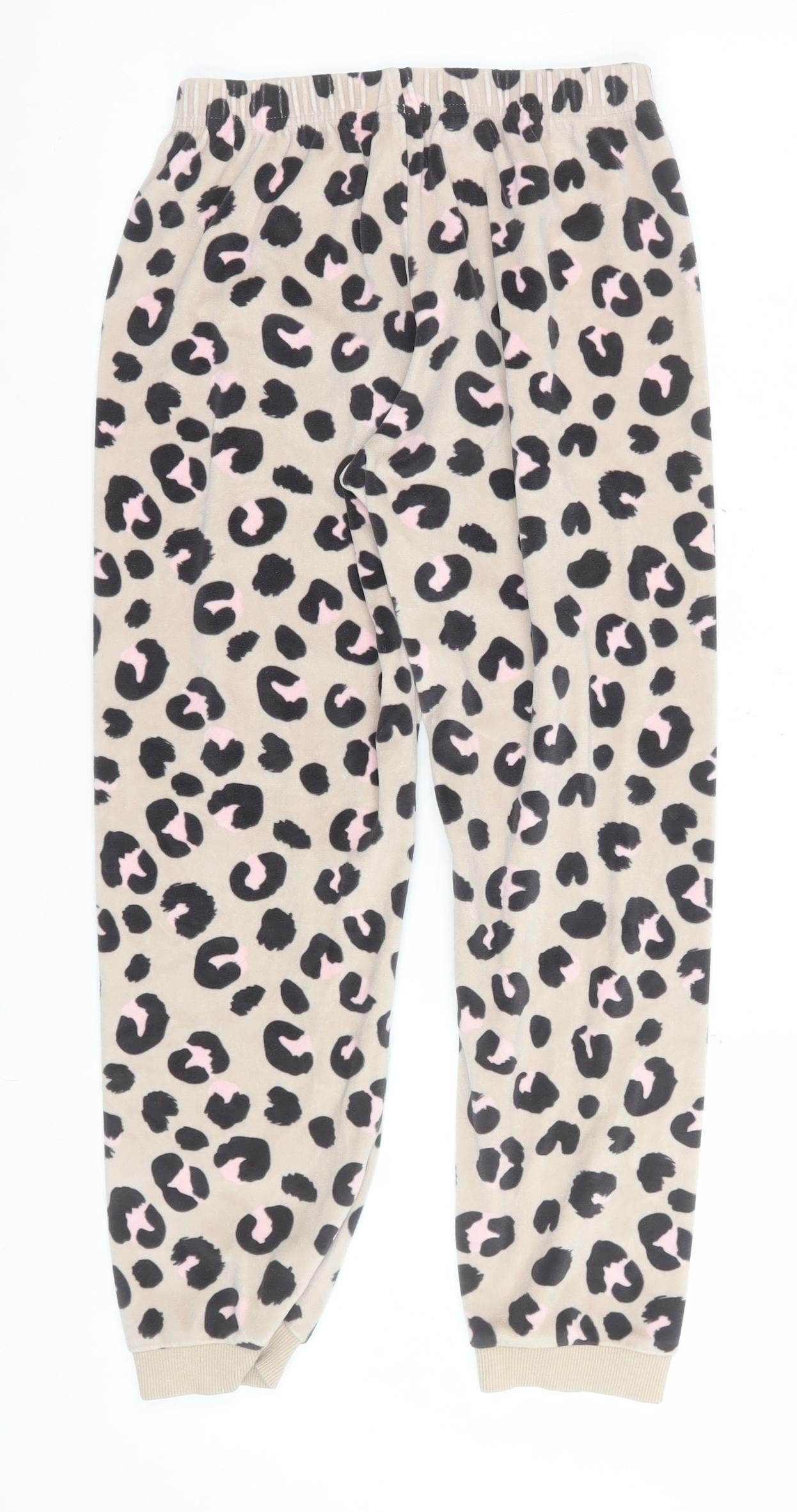 Marks and Spencer Girls Beige Animal Print Fleece Pyjama Pants 9-10 Years