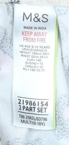 Marks and Spencer Girls Beige Animal Print Fleece Pyjama Pants 9-10 Years