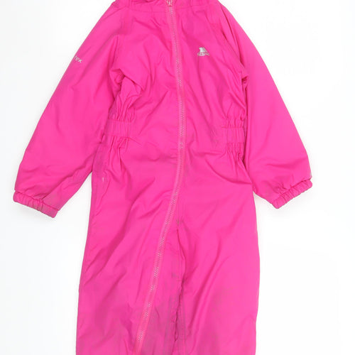 Trespass Girls Pink Waterproof Hooded Jumpsuit 3-4 Years Breathable All-in-One