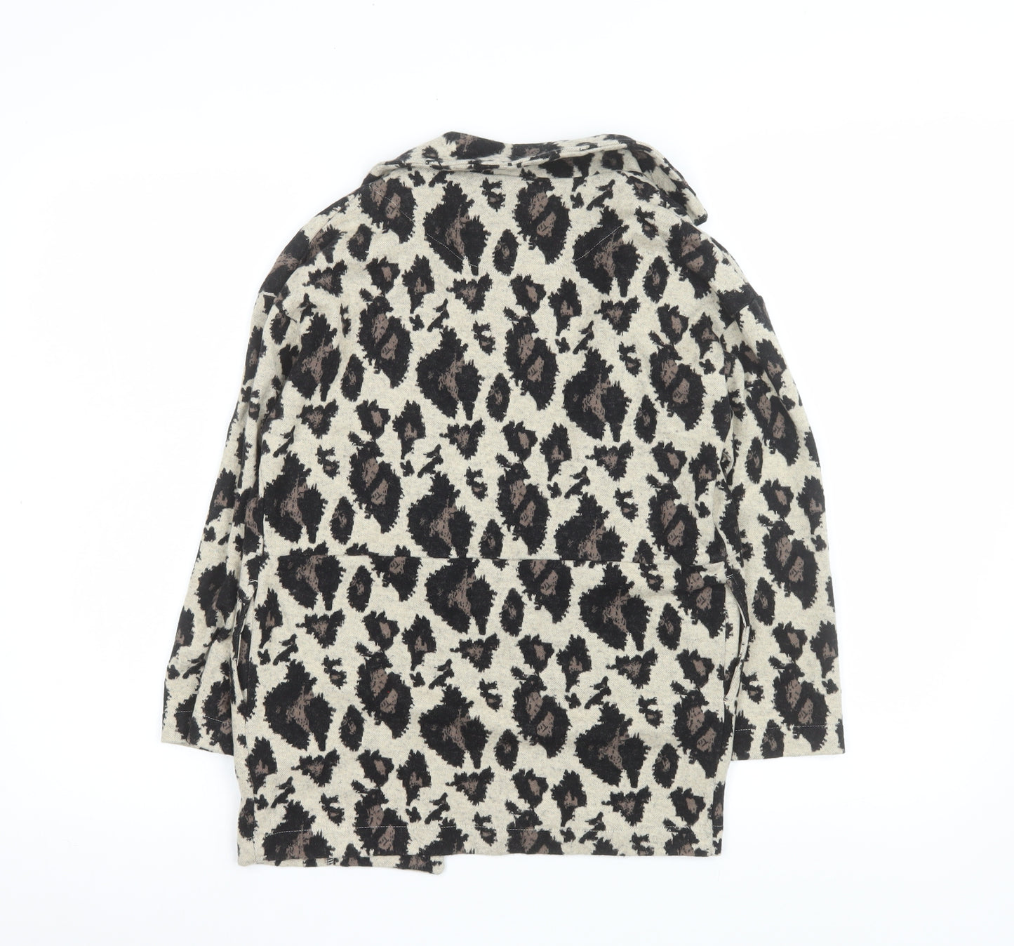 Next Girls Beige Animal Print Coatigan 8 Years Mid-Length Knit Jacket