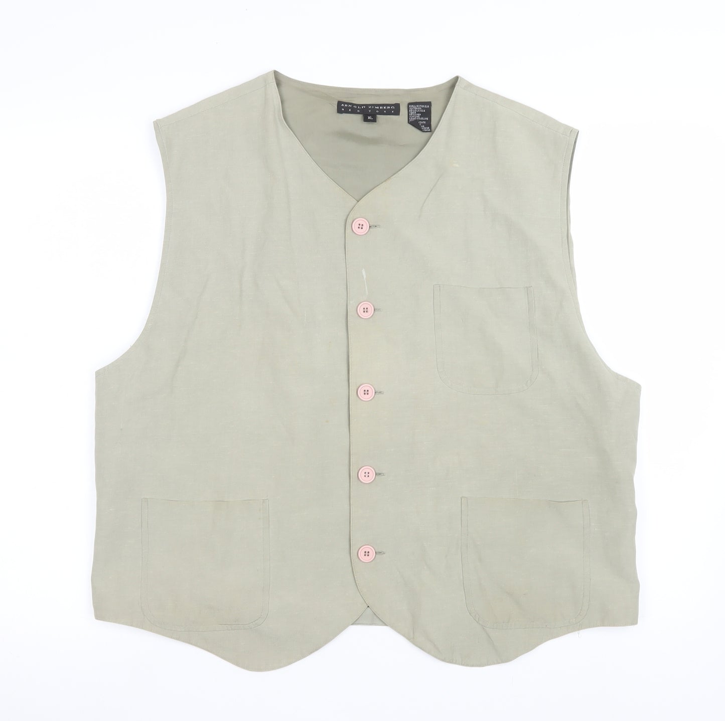 Arnold Zimberg Women Beige Silk Linen Waistcoat XL Classic Style
