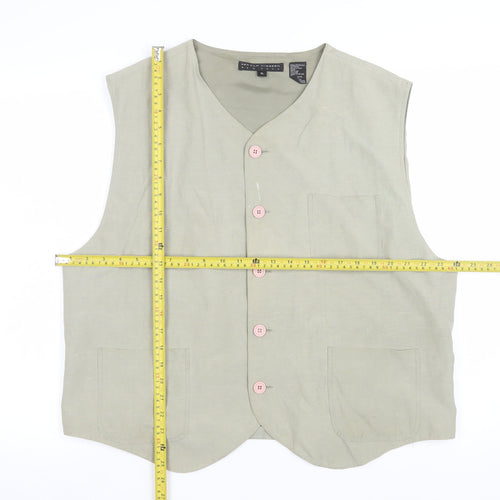 Arnold Zimberg Women Beige Silk Linen Waistcoat XL Classic Style