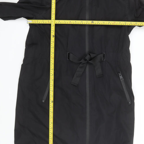 F&F Women’s Black Hooded Belted Parka Coat Size 8