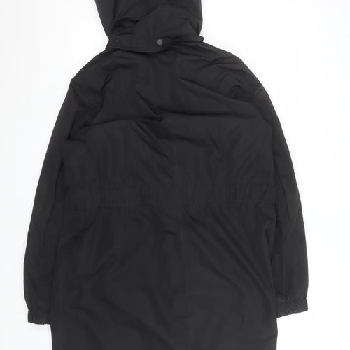 F&F Women’s Black Hooded Belted Parka Coat Size 8