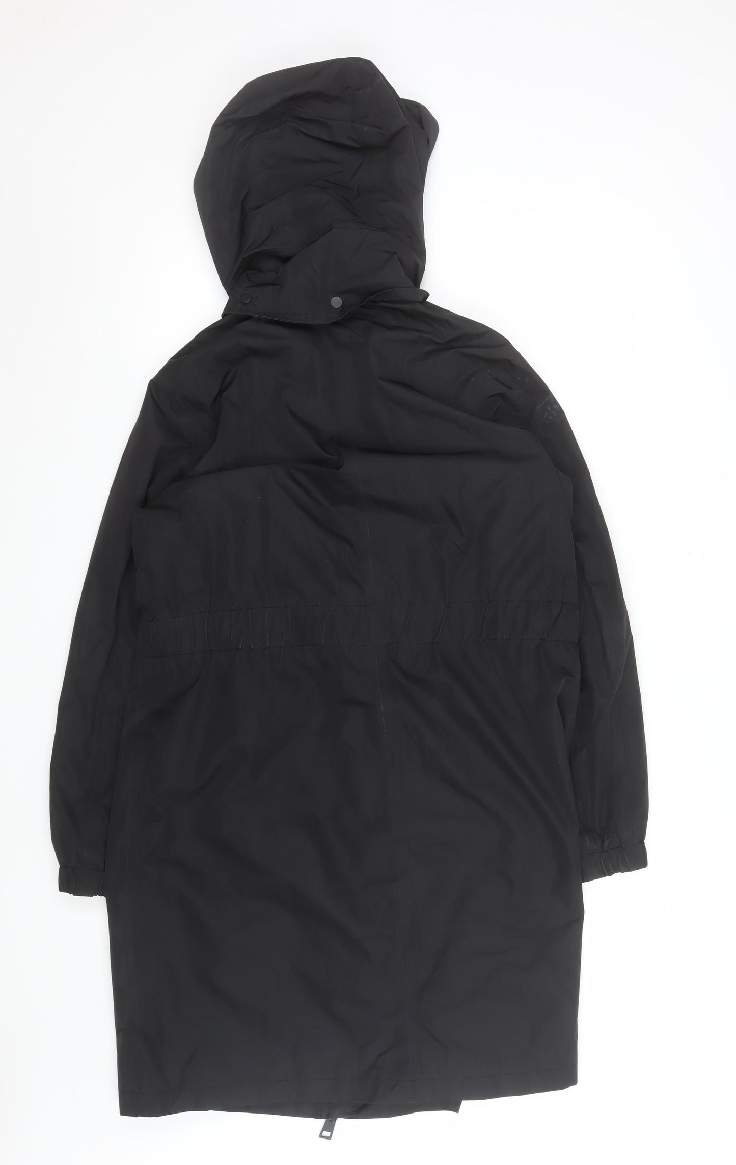F&F Women’s Black Hooded Belted Parka Coat Size 8