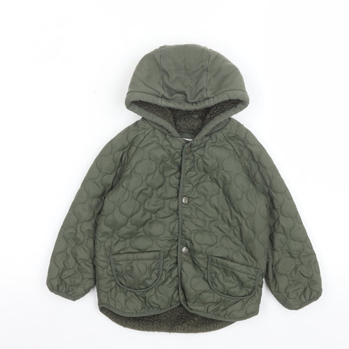 George Unisex Baby Green Quilted Hooded Jacket 18-24 Months