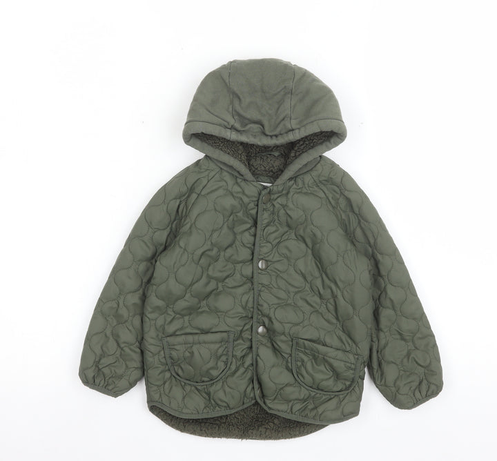 George Unisex Baby Green Quilted Hooded Jacket 18-24 Months