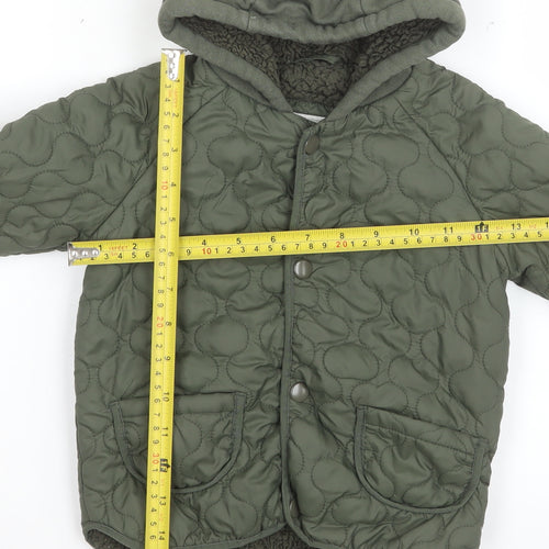 George Unisex Baby Green Quilted Hooded Jacket 18-24 Months