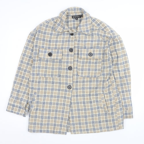 Motel Unisex Beige Check Flannel Button Jacket XS